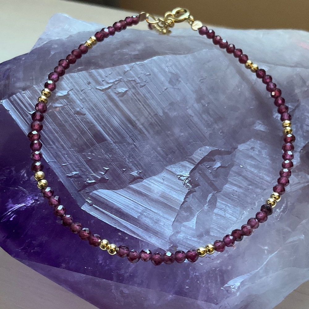 Handmade Rhodolite Garnet & 14k Gold Vermeil Bracelet